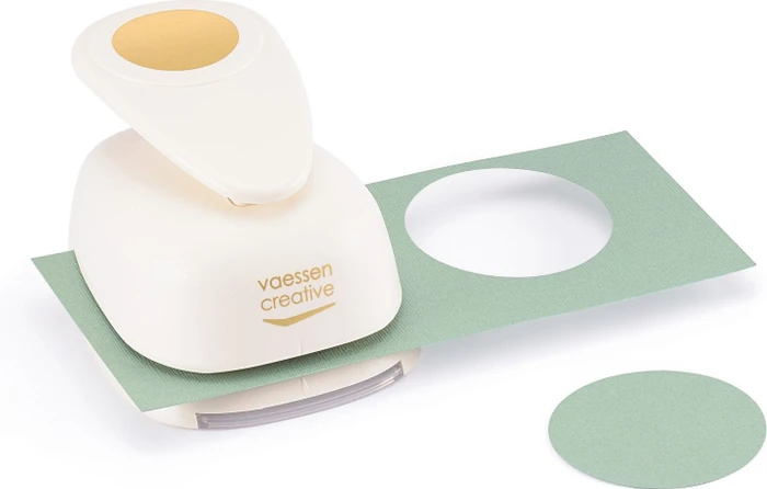 Vaessen Creative Hebel-Motivstanzer Jumbo+, Kreis, gold/weiß, 64mm