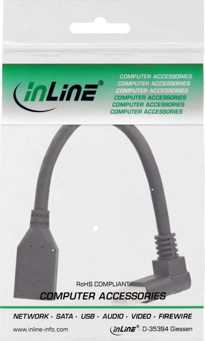 InLine DisplayPort 1.4 Verlängerungskabel 8K4K gewinkelt oben schwarz, 0.15m