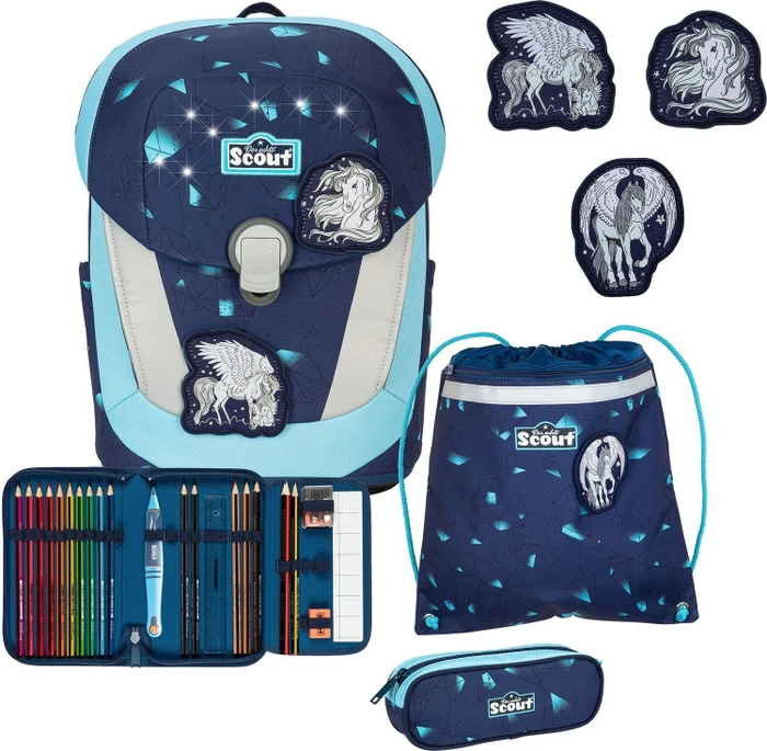 Scout Sunny II Exklusiv LED Pegasus Schultaschen-Set, 4-tlg.
