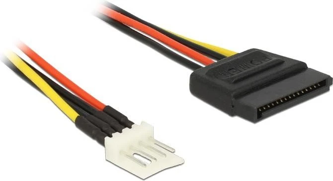 DeLOCK Stromkabel SATA 15-Pin Stecker auf Floppy 4-Pin Stecker, 0.40m