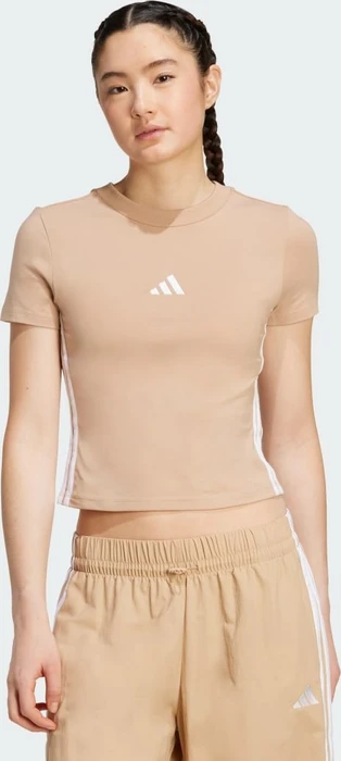 adidas Essentials 3-Streifen Slim Baby T-Shirt kurzarm warm sandstone/white (Damen)