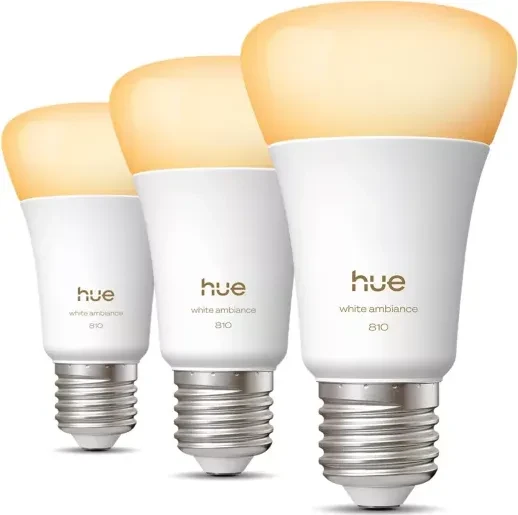 Philips HUE White Ambiance Smart LED A60 E27 810 6W, 3 Stück