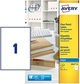 Avery-Zweckform Versandetiketten, A4, transparent, 25 Blatt (25 Etiketten)