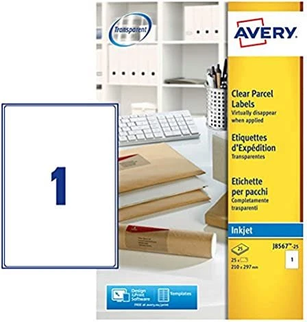 Avery-Zweckform Versandetiketten, A4, transparent, 25 Blatt (25 Etiketten)