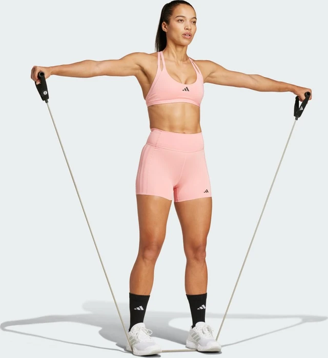 adidas Optime 4-Inch Raw-Cut-Hem Hose lang semi pink spark (Damen)