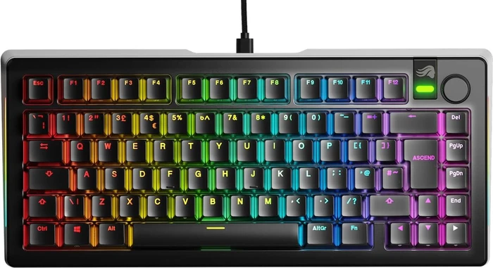 Glorious GMMK 3 Pro 75% Pre-built Gaming Keyboard, schwarz, LEDs RGB, Glorious Fox MX, USB, UK