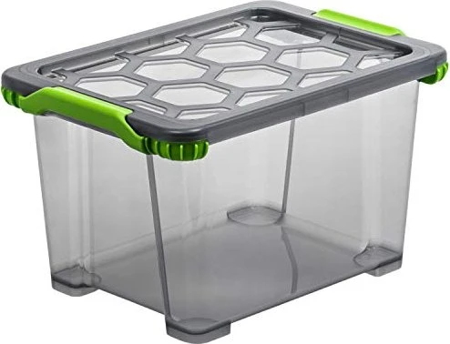 Rotho Evo Total Protection Aufbewahrungsbox, 15l, transparent/grün, inkl. Deckel