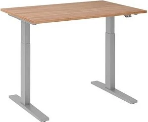 Hammerbacher Ergonomic Aktiv XMKA12 elektrisch höhenverstellbarer Sitz-Steh-Schreibtisch 120x80cm Nussbaum/silber