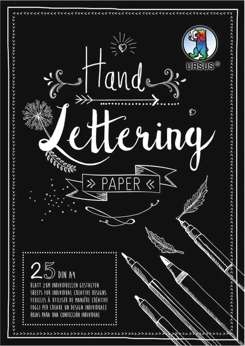 Ursus Handlettering Paper, A4, glatt, schwarz, 25 Blatt