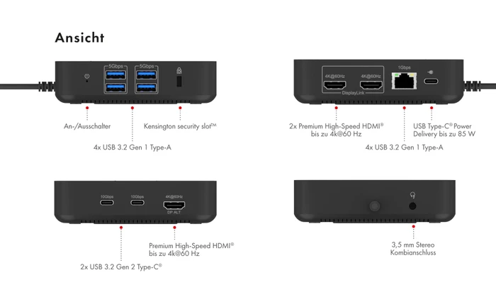RaidSonic Icy Box IB-DK4090-C, USB-C 3.1 [Stecker]