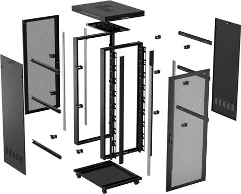 Lanberg 19" Rackschrank 22HE, LCD, freistehend, Flat Pack, V2, Gitternetztür, IP20, RAL 9004, 1200mm tief
