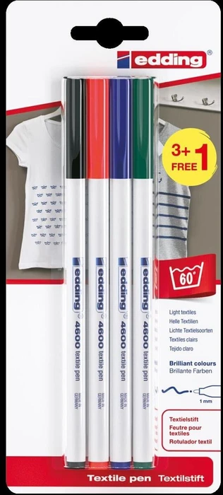 edding 4600 Textilmarker Basic sortiert, 4er-Set
