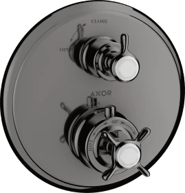 Hansgrohe Axor Montreux Thermostat Unterputz mit Kreuzgriff und Absperrventil polished black chrome
