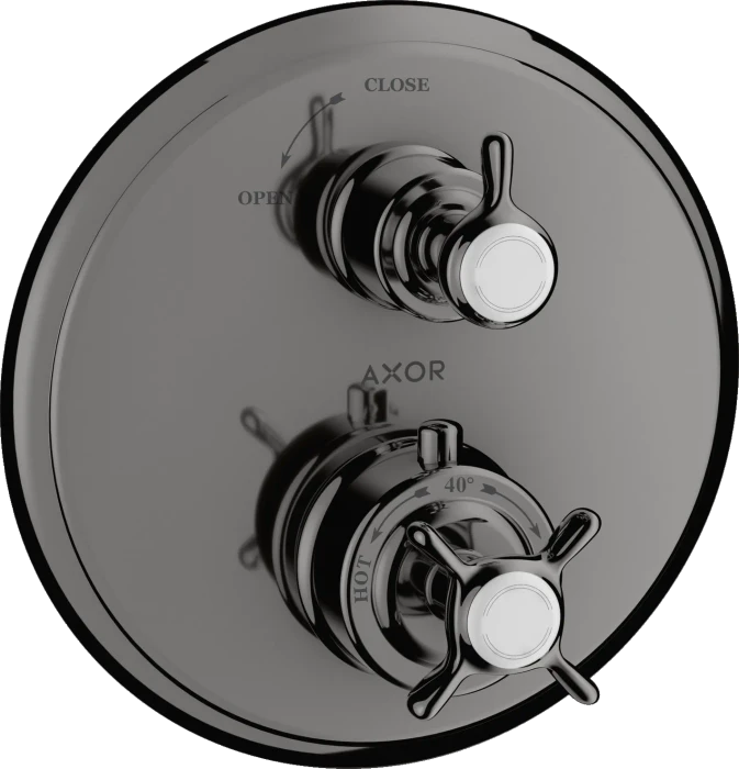 Hansgrohe Axor Montreux Thermostat Unterputz mit Kreuzgriff und Absperrventil polished black chrome