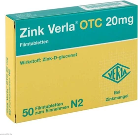 Zink Verla OTC 20mg Filmtabletten, 50 Stück