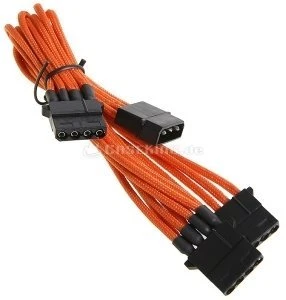 BitFenix Alchemy 4-Pin Molex auf 3x 4-Pin Molex 55cm, sleeved orange
