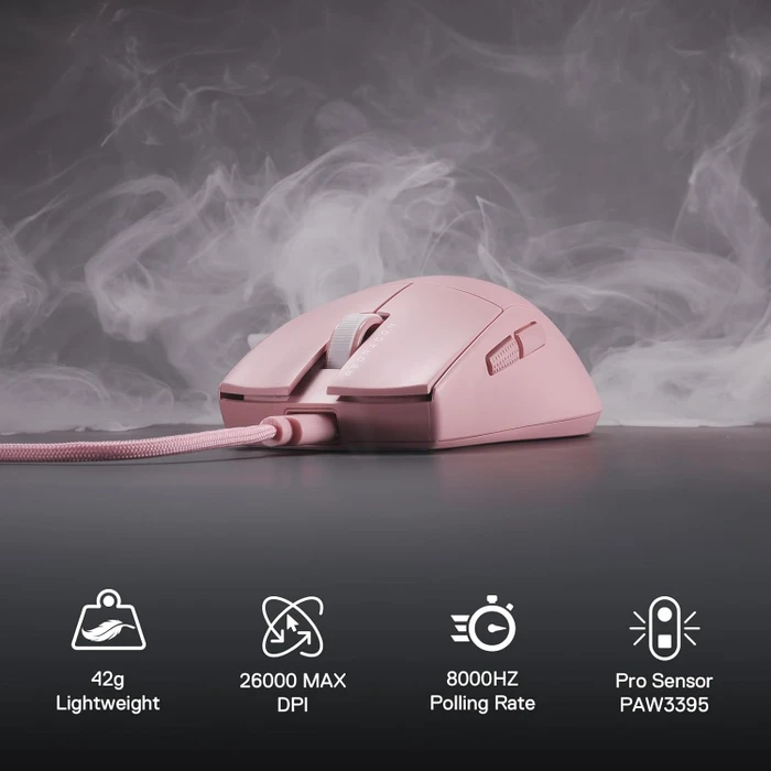 Redragon M996 K1NG 8K Ultra-Lightweight Wired Gaming Mouse pink, USB