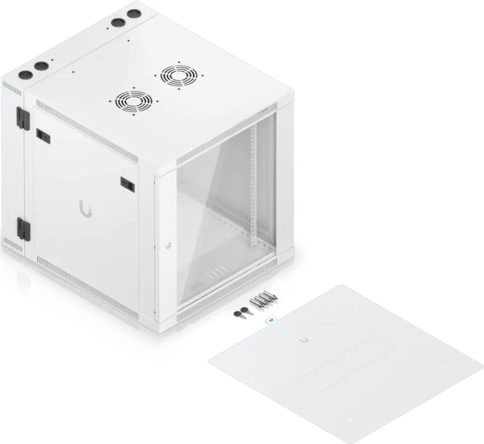 Ubiquiti 12U Rack Cabinet, 19" Wandgehäuse 12HE, Glastür, weiß, 703mm tief