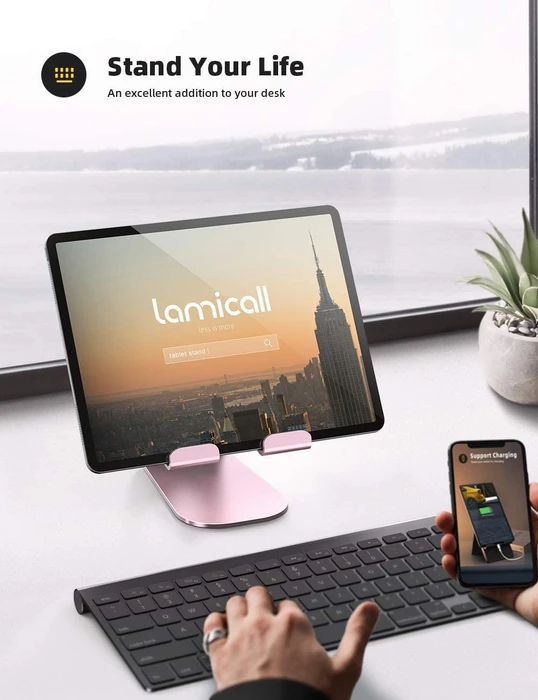 Lamicall Tablet Stand S, Aluminium Tablet- und Smartphone-Ständer, Tablet-Stand 4-13", rosegold, verstellbar