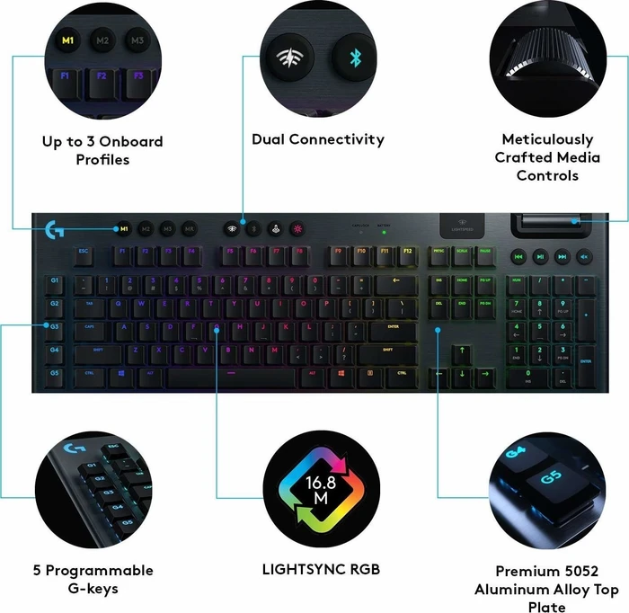 Logitech G915 Lightspeed, GL Tactile, USB/Bluetooth, DE