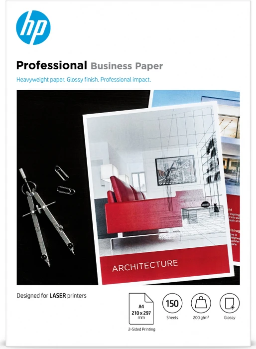 HP Professional Business Laserpapier glänzend weiß, A4, 200g/m², 150 Blatt