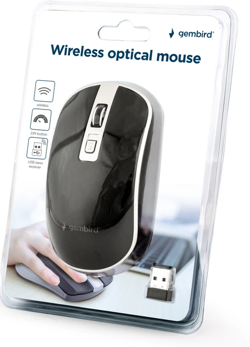 Gembird Wireless Optical Mouse 4B-06 schwarz/silber, USB