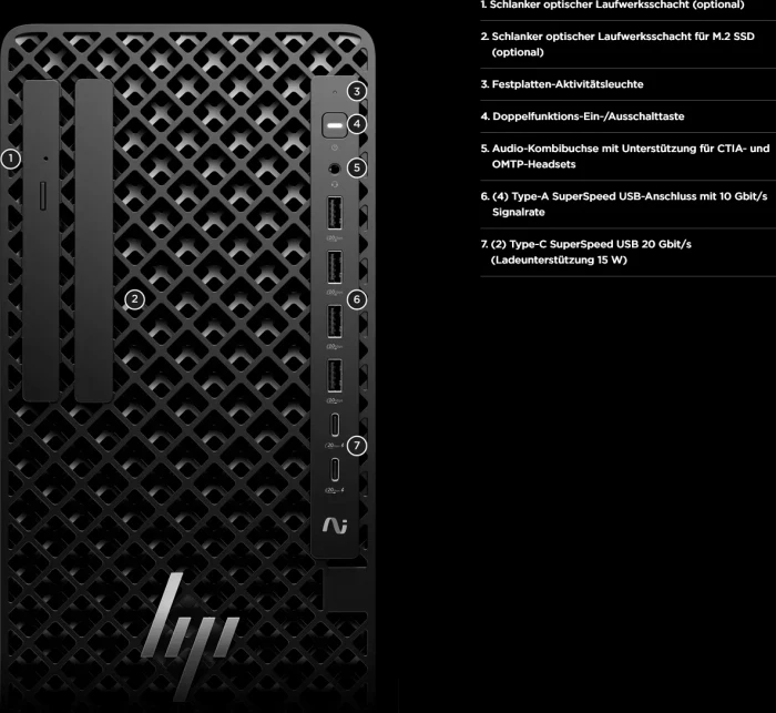 HP Z1 Tower G1i Desktop PC, Core Ultra 7 265, 32GB RAM, 512GB SSD