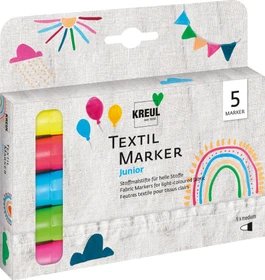 Kreul Textil Marker medium Junior 5 Farben, 5er-Set