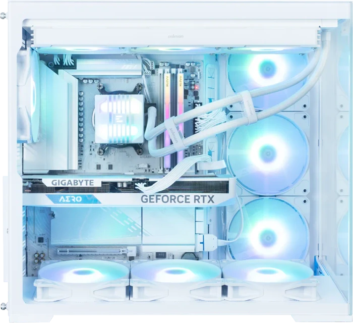 Zalman D40 White, weiß, Glasfenster