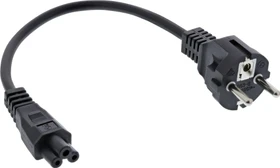InLine Netzkabel für Notebook, Schutzkontakt auf 3pol Kupplung, schwarz, 0.3m