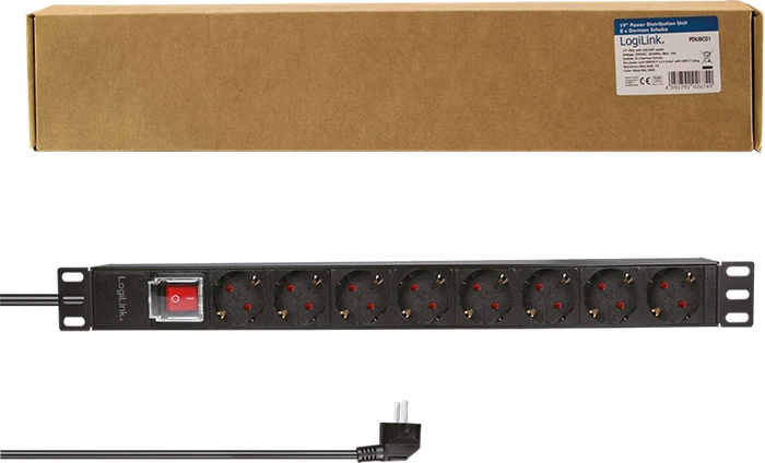 LogiLink Steckdosenleiste, 1HE, 8-fach, 230V, 2m