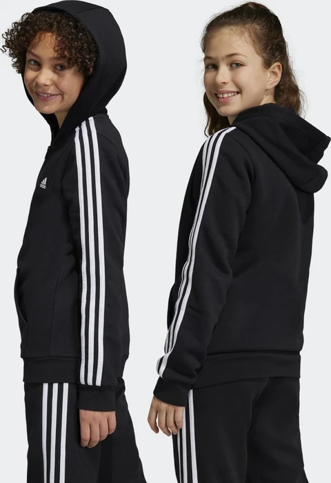 adidas Essentials 3-Streifen Fleece Hoodie schwarz/weiß (Junior)