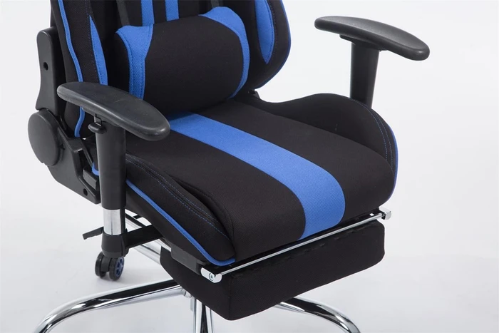 CLP Racing Limit Stoff Gamingstuhl mit Fußstütze, schwarz/blau
