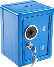 Idena Spartresor Einwurftresor, blau, Schlüsselschloss/mechanische Zahlenkombination