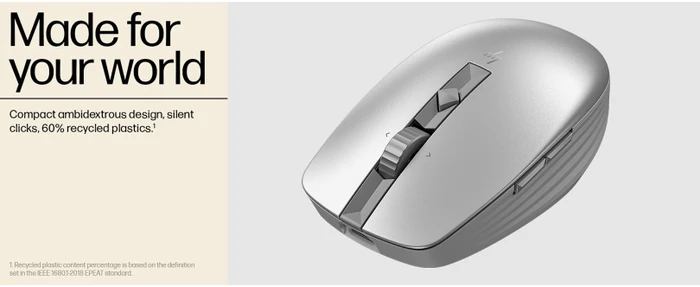 HP 710 Rechargeable Silent Mouse silber, USB/Bluetooth