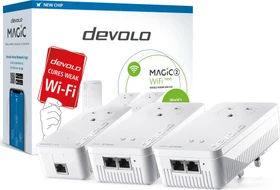 devolo Magic 2 WiFi next Multiroom Kit, UK-Region/Typ G, 2x Powerline/WLAN-Access Point und Powerline-Adapter Set, 3er-Bundle