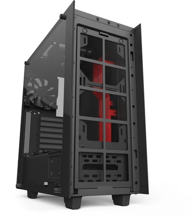 NZXT Source S340 Elite schwarz/rot, Glasfenster