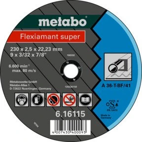 Metabo Flexiarapid Super Stahl A 36-T Trennscheibe gerade, 125x2x22.23mm, 25 Stück