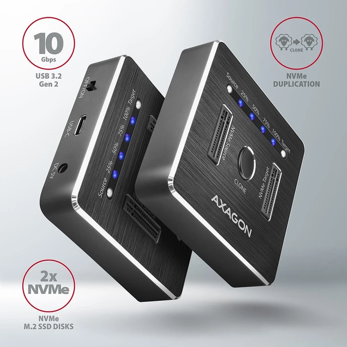 Axagon M.2 PCIe Clone Master Dockingstation, USB-C 3.1