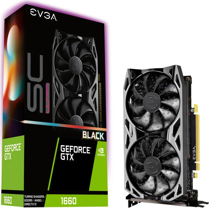 EVGA GeForce GTX 1660 SC Ultra Black Gaming, 6GB GDDR5, DVI, HDMI, DP