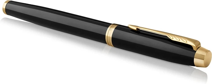 Parker IM black lacquer/gold trim, rechte Hand, mittel, Blister