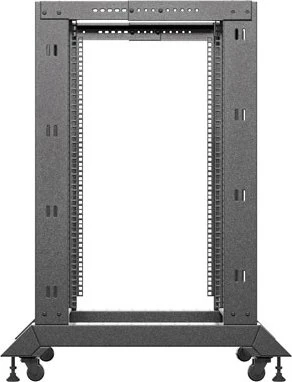 Lanberg Open Rack Series 19" Open Frame Rack 18HE, 4-Pfosten, mit Rollen, Flat Pack, tiefenverstellbar, 430-590mm, RAL 9004, 800mm tief