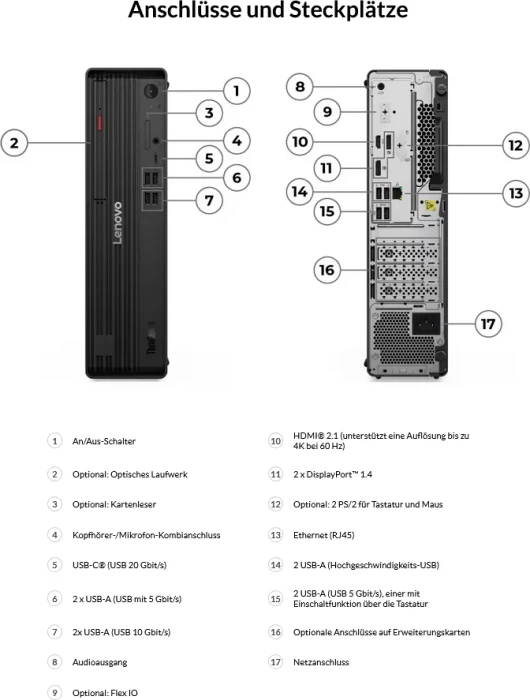 Lenovo ThinkCentre M90s Gen 6, Core Ultra 7 265, 32GB RAM, 512GB SSD, DE