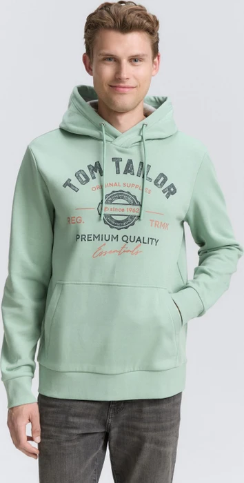 Tom Tailor Logo-Print Hoodie dust green (Herren)
