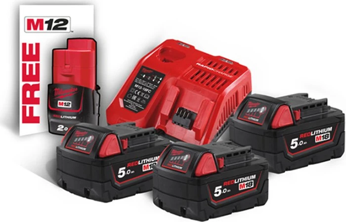 Milwaukee M18 NRG-503 Starterset 18V, 5.0Ah, Li-Ionen, 3 Akkus [15.0Ah] [270Wh]