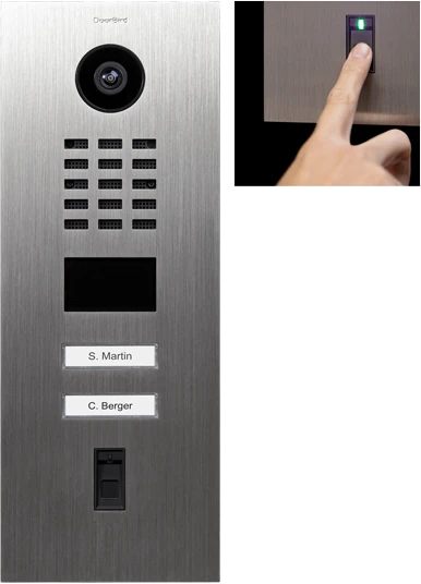 DoorBird D2102FV Fingerprint 50 IP Video Türstation mit 2 Ruftasten, Edelstahl V2A, gebürstet