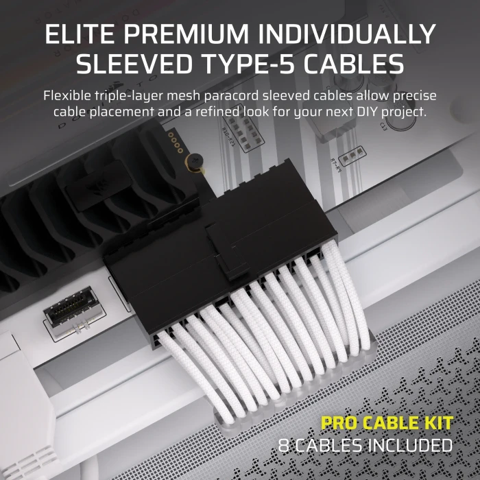 Corsair PSU Cable Kit Type 5 - Pro Kit, Elite Premium Individually Sleeved, weiß