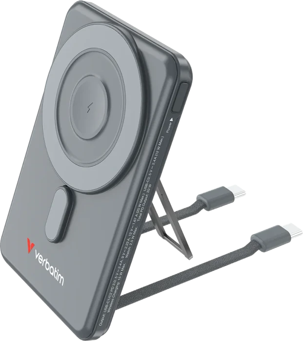 Verbatim Charge 'n' Go Power Bank mit USB-C-Kabel 5000mAh grau