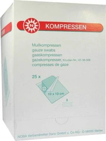 Nobamed Mullkompressen 8-fach, 10 x 10cm, 125 Stück (25x 5 Stück)