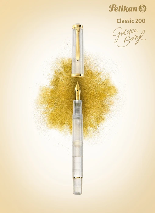 Pelikan Classic Special Edition 2021 M200 golden beryl, rechte Hand, extra fein, Geschenkset
